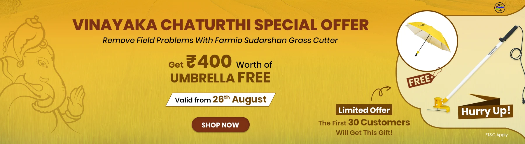 Farmio Grass Cutter with Free Umbrella – Ganesh Chaturthi 2025 Offer