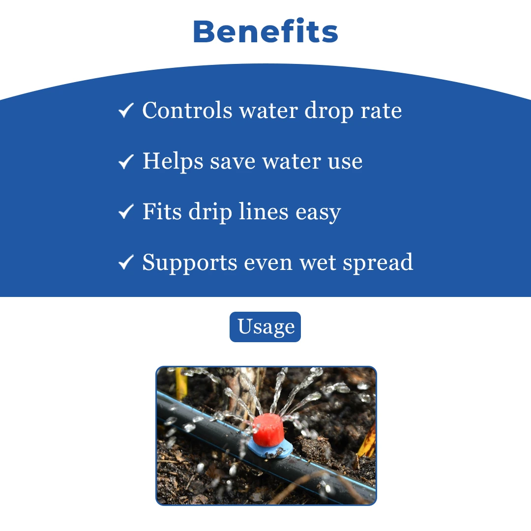 सिद्धि एडजस्टेबल ड्रिपर्स स्प्रिंकलर एमिटर, थ्रेड व्यास: 0.25 इंच. प्लास्टिक मटेरियल. - Image 4