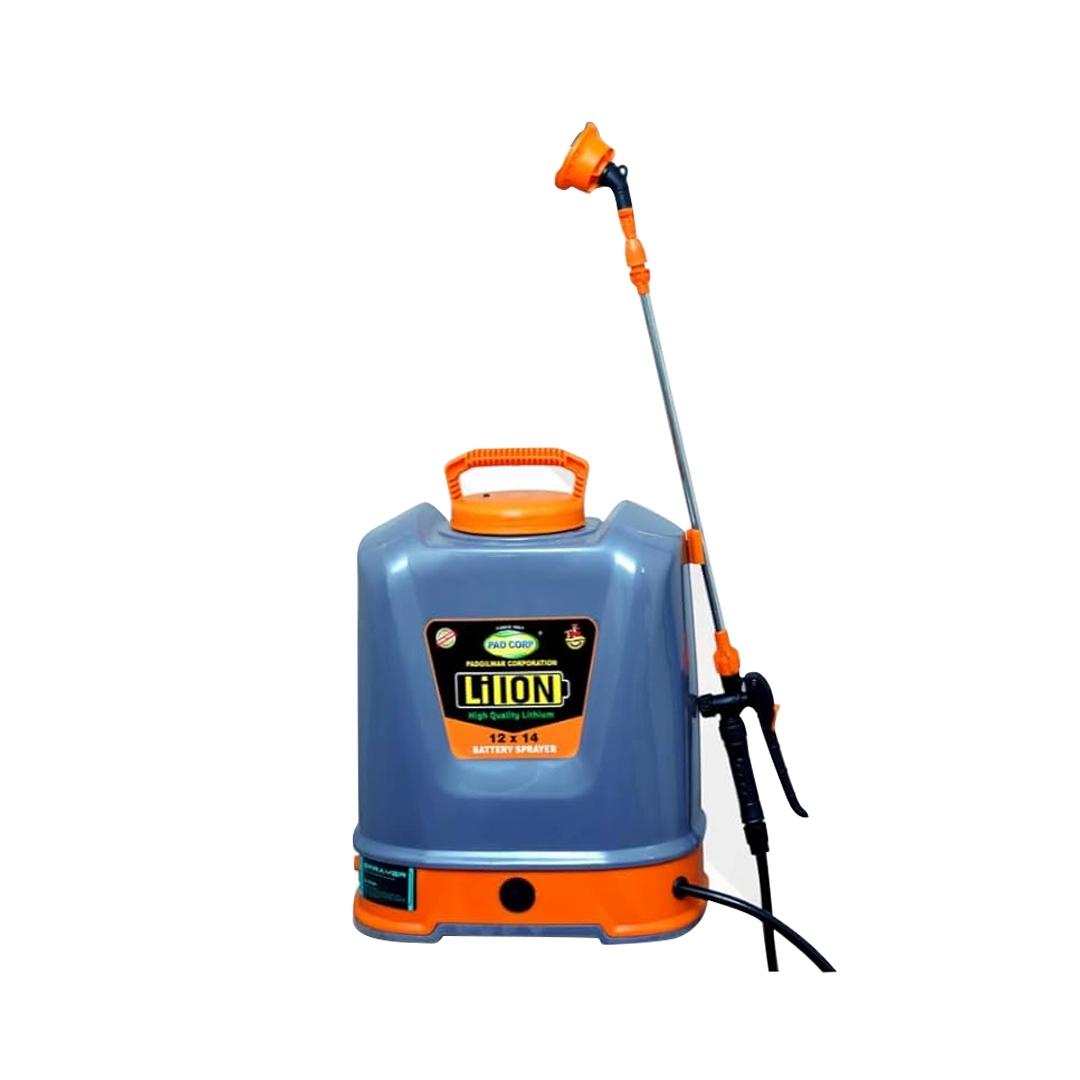 Pad Corp Li-Ion Lithium Battery Sprayer 12 Volt x 14 Amp, 1 Year Battery Warranty, Light Weight, 4.5 LPM Copper Motor, 16 Ltr Tank, Digital Volt Meter