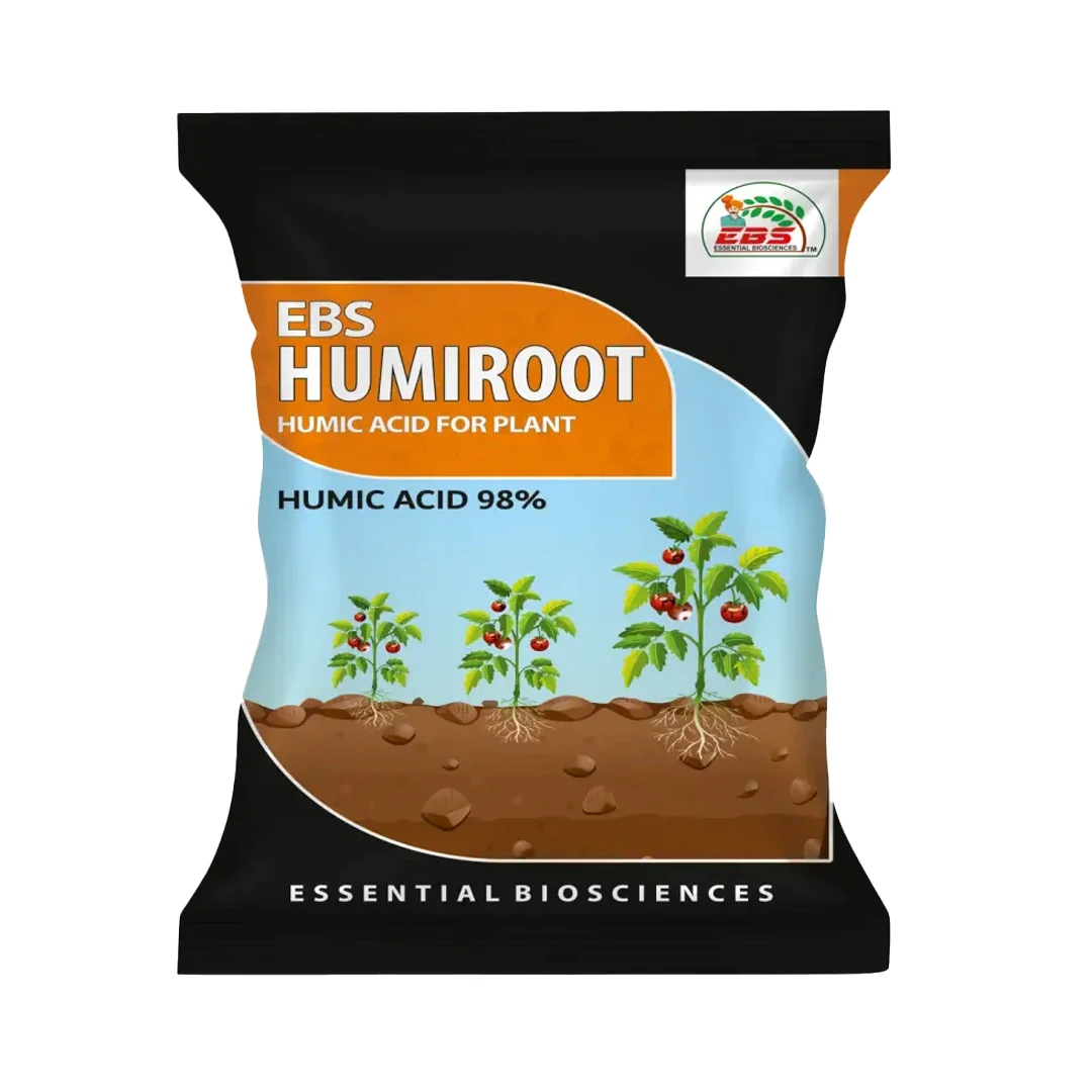 EBS Humiroot Humic Acid 98%, Plants Fertilizer & Bio Enhancer with Silicon Wetting Agent, 100% Organic for Home Garden And Agriculture Use