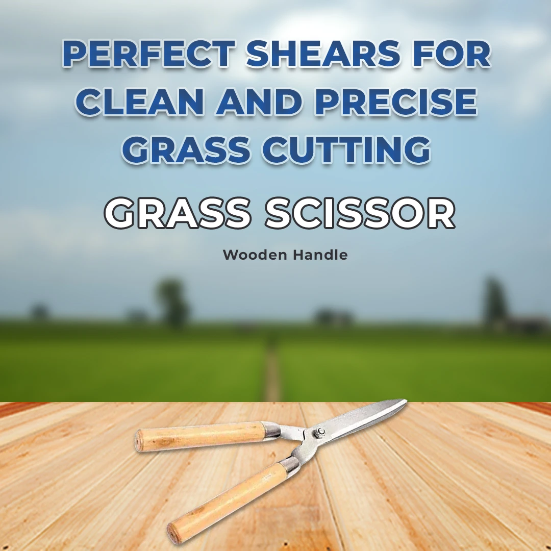 Heavy Garden Wooden Handle Grass Scissor Hedge Shears Cutter, High Quality Gardening Tools - Image 2