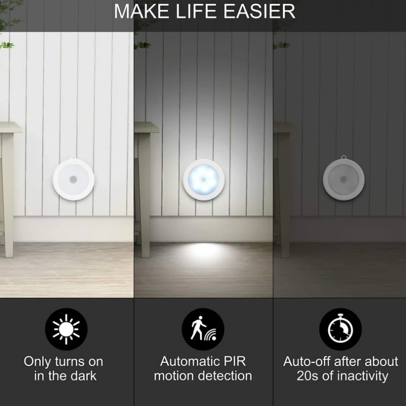 Round Shape 8 LED Motion Sensor Induction Led Light