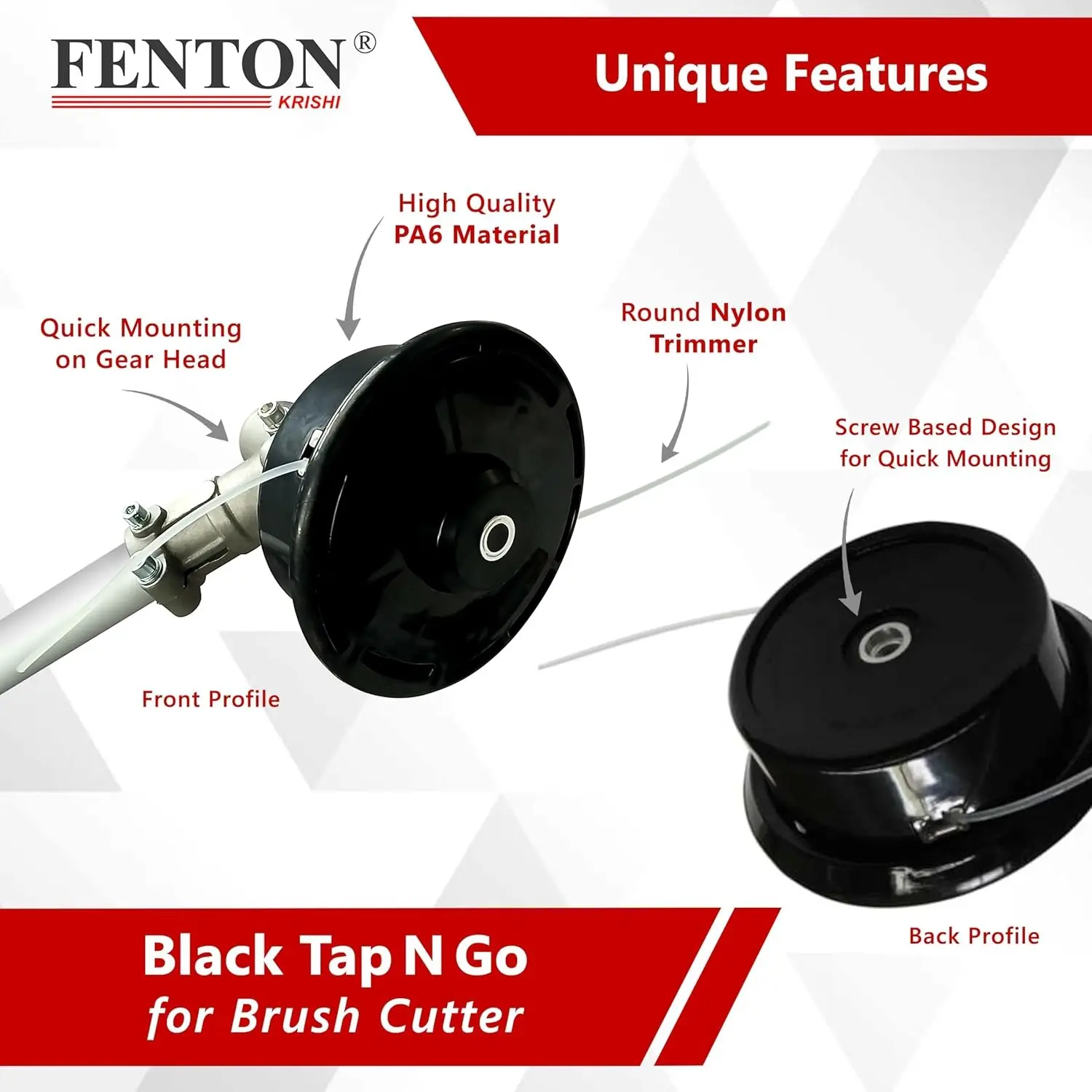 Fenton Krishi FTK-TP-RR Red Tap N Go, For Brush Cutter, Grass Trimming (Manual Feed) - Image 2