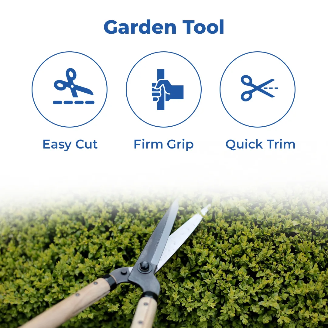 Heavy Garden Wooden Handle Grass Scissor Hedge Shears Cutter, High Quality Gardening Tools - Image 3