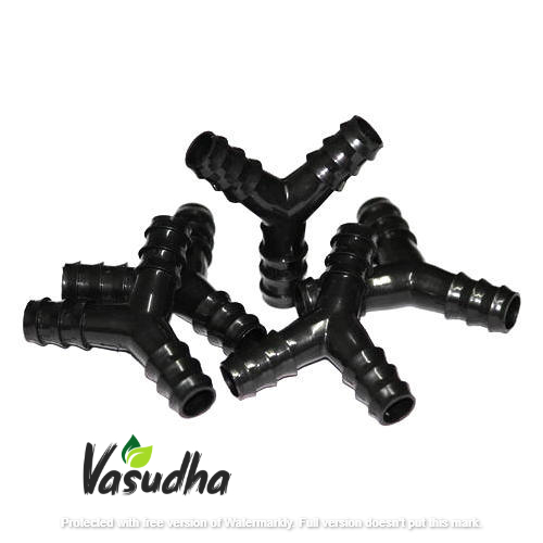 Vasudha Irrigation 16 mm Y Type Tee Connector, For Drip Irrigation Pipe (Black Color) - Image 2