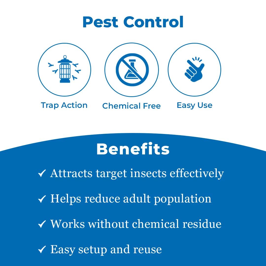 फ्रूट फ्लाई फेरोमोने ट्रैप सेट - 1 एकड़ के लिए और बैक्ट्रोसेरा कोरेक्टा, ज़ोनटा, डोर्सालिसा के लिए लुअर। - Image 3