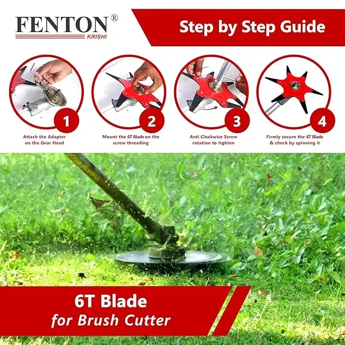 Fenton Krishi FTK-6T 6 Teeth Blade, Best For Grass Trimming And Shrub Removal (Automated Feed) - Image 4