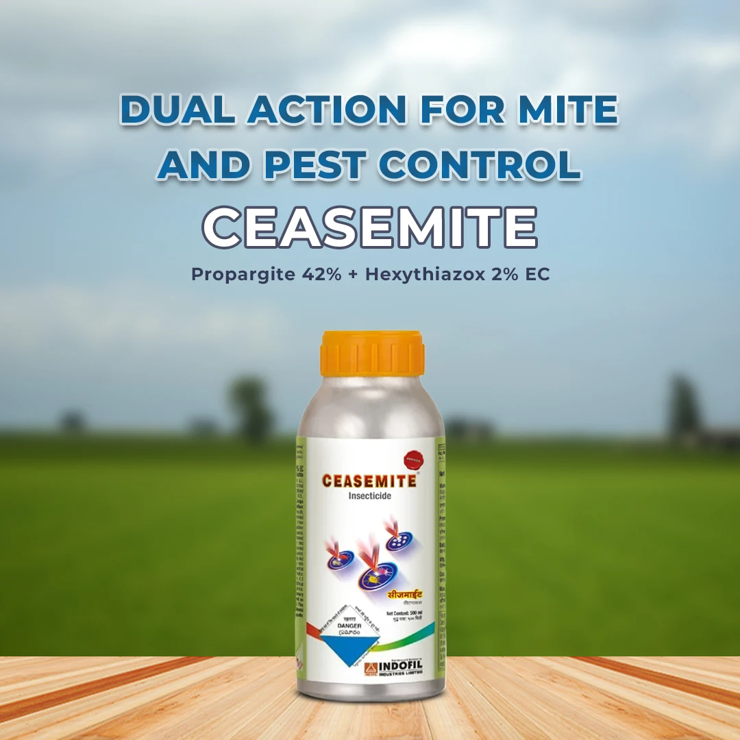 Indofil Ceasemite Propargite 42% + Hexythiazox 2% EC Insecticide, Effective Complete Mite Control in Crops - Image 2