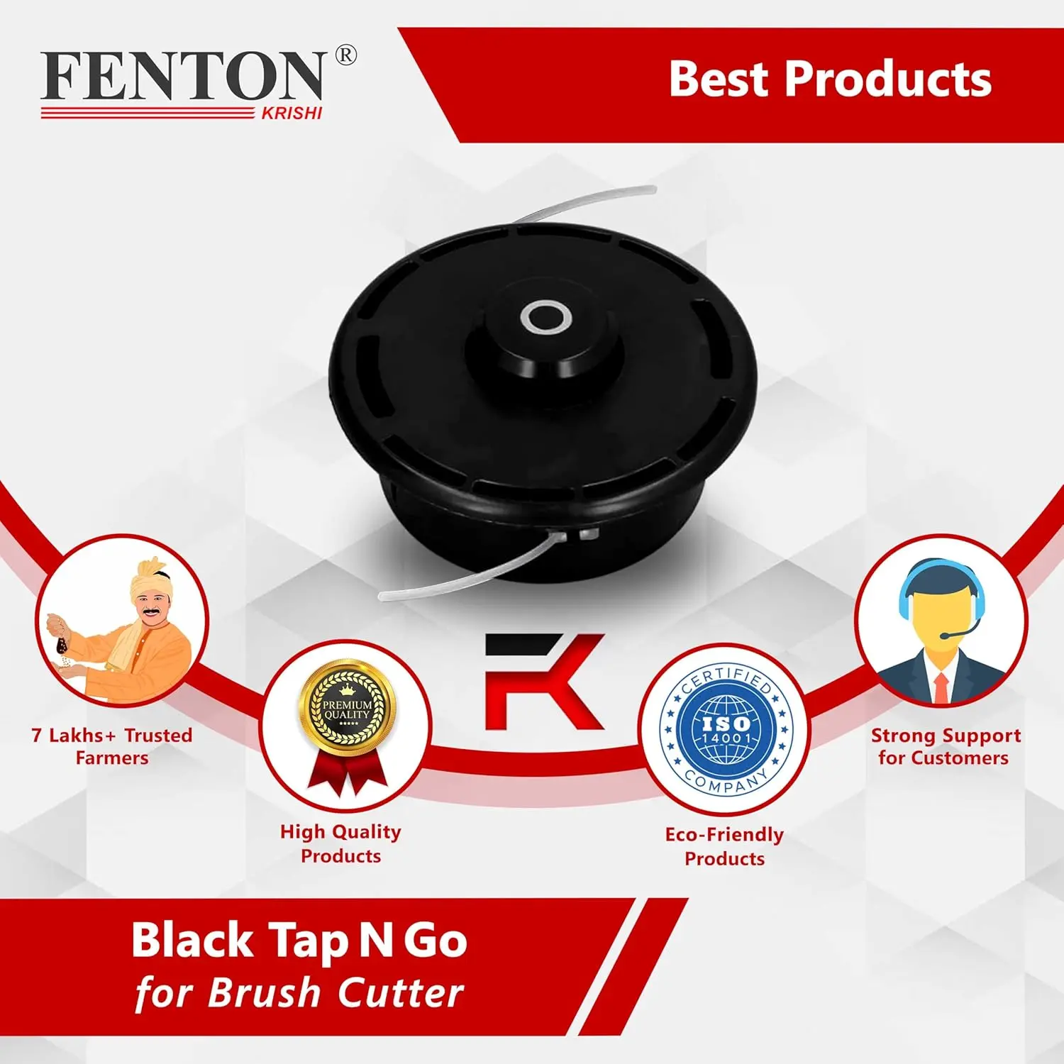 Fenton Krishi FTK-TP-RR Red Tap N Go, For Brush Cutter, Grass Trimming (Manual Feed) - Image 4