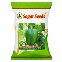 Sagar Phantom F1 Hybrid Capsicum Seeds, Dark Green, Thick Skin, High Yield, Compact Plant Variety