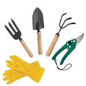 GACIL 5-In-1 Gardening Tool Kit Set For Home Garden, Includes Hand Gloves, Hand Shovel, Hand Fork, Hand Cultivator And Pruner